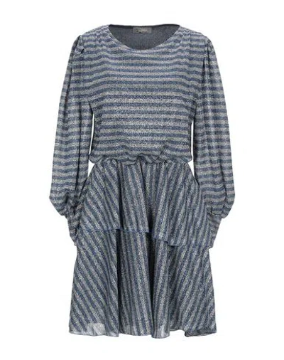 Soallure Woman Mini Dress Blue Size 6 Polyamide, Metal