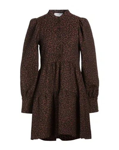Soallure Woman Mini Dress Brown Size 4 Polyester, Cotton, Elastane
