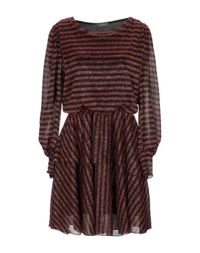 Soallure Woman Mini Dress Brown Size 6 Polyamide, Metal