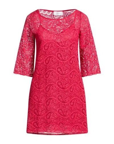 Soallure Woman Mini Dress Fuchsia Size 10 Cotton In Pink