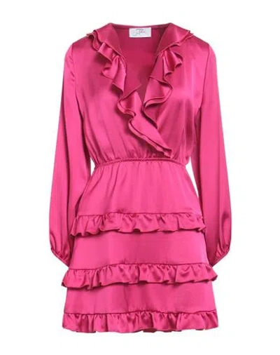 Soallure Woman Short Dress Fuchsia Size 6 Polyester In Pink