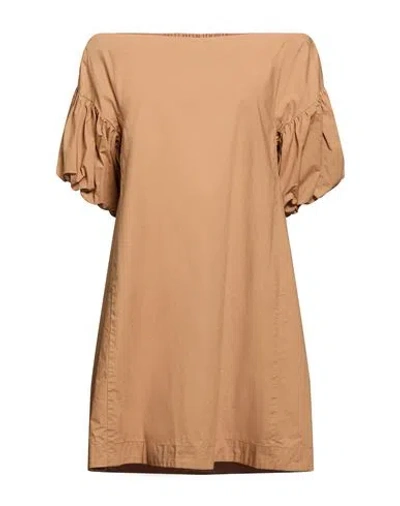 Soallure Woman Mini Dress Light Brown Size 8 Cotton, Polyamide, Elastane