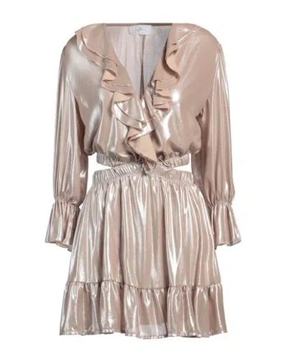 Soallure Woman Mini Dress Sand Size 6 Polyester