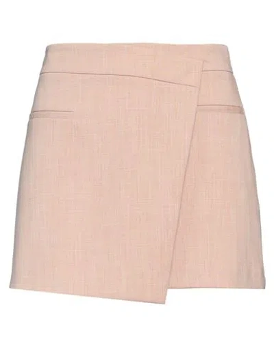 Soallure Woman Mini Skirt Sand Size 6 Polyester, Viscose, Elastane In Beige