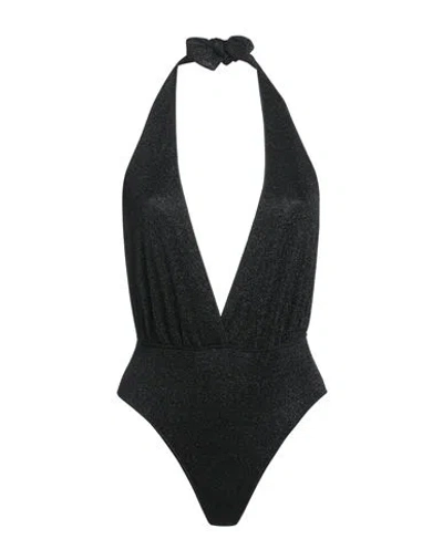 Soallure Woman One-piece Swimsuit Black Size L Polyamide, Metallic Fiber