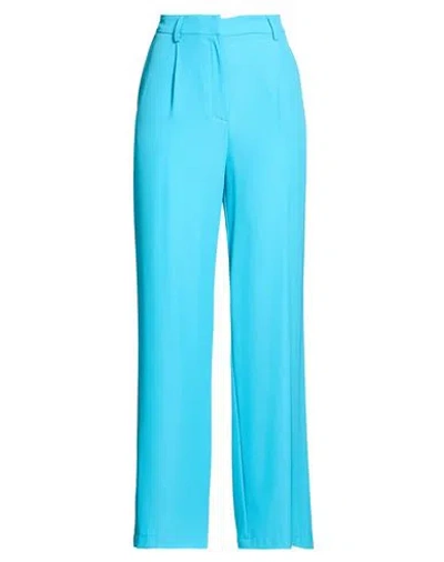 Soallure Woman Pants Azure Size 4 Polyester, Elastane In Blue
