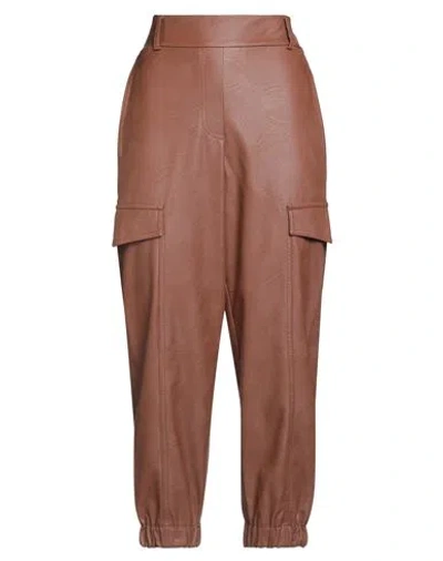 Soallure Woman Pants Brown Size 6 Polyester, Polyurethane