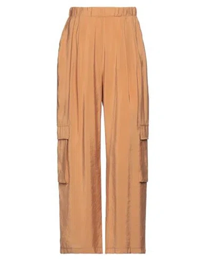 Soallure Woman Pants Camel Size 6 Modal, Polyester In Beige