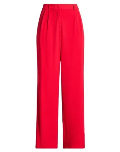 Soallure Woman Pants Red Size 10 Polyester, Elastane