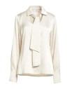 Soallure Woman Shirt Beige Size 8 Polyester