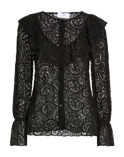 Soallure Woman Shirt Black Size 4 Cotton, Polyamide, Elastane