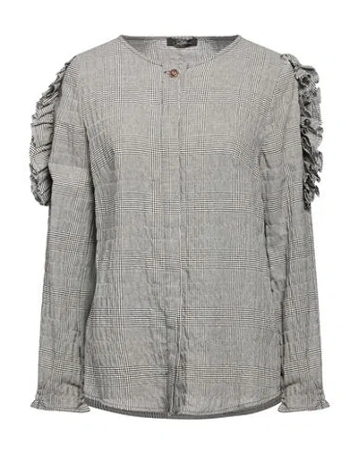 Soallure Woman Shirt Black Size 6 Cotton, Elastane In Gray