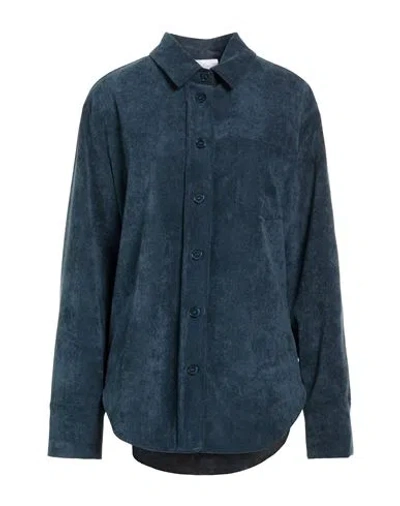 Soallure Woman Shirt Blue Size 10 Polyester, Elastane