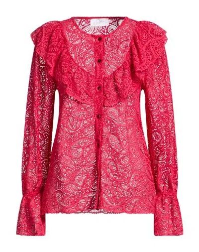 Soallure Woman Shirt Fuchsia Size 6 Cotton, Polyamide, Elastane In Pink