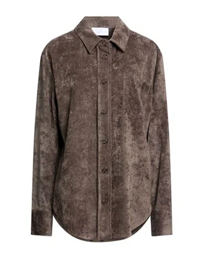 Soallure Woman Shirt Taupe Size 8 Polyester, Elastane In Brown