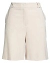 Soallure Woman Shorts & Bermuda Shorts Beige Size 8 Polyester, Viscose, Elastane