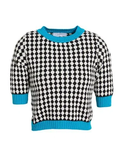 Soallure Woman Sweater Azure Size S Cotton, Acrylic, Polyamide In Blue