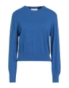 Soallure Woman Sweater Bright Blue Size S Acrylic, Alpaca Wool, Polyamide, Polyester