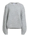 Soallure Woman Sweater Light Grey Size M Acrylic, Alpaca Wool, Wool, Polyamide