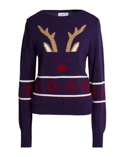 Soallure Woman Sweater Purple Size S Acrylic, Wool, Viscose