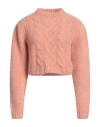 Soallure Woman Sweater Salmon Pink Size M Acrylic, Alpaca Wool, Wool, Polyamide In Pink