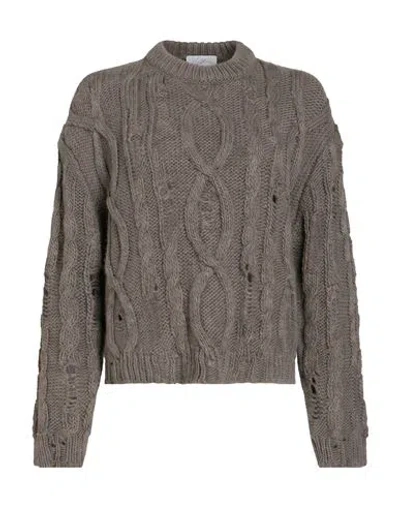 Soallure Woman Sweater Taupe Size S Acrylic, Polyester, Wool In Grey