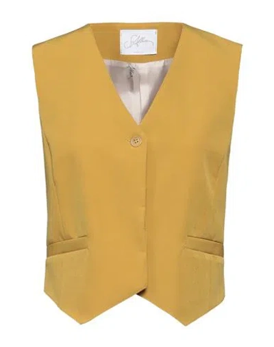 Soallure Woman Tailored Vest Mustard Size 4 Polyester, Elastane In Yellow