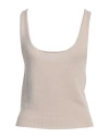 Soallure Woman Top Beige Size M Viscose, Wool, Polyamide, Cashmere