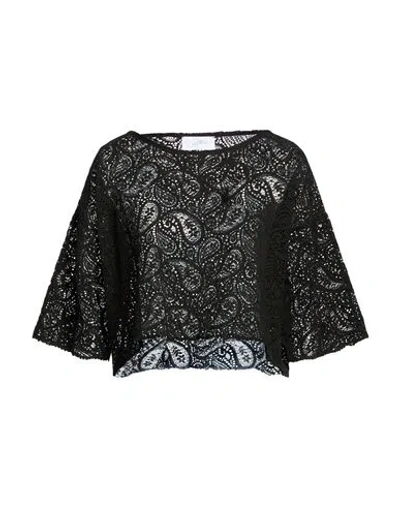 Soallure Woman Top Black Size 4 Cotton, Polyamide, Elastane