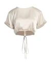Soallure Woman Top Cream Size 6 Polyester In White
