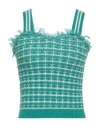 Soallure Woman Top Emerald Green Size M Acrylic, Wool, Viscose