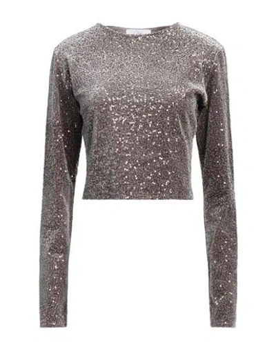 Soallure Woman Top Grey Size M Polyester, Elastane