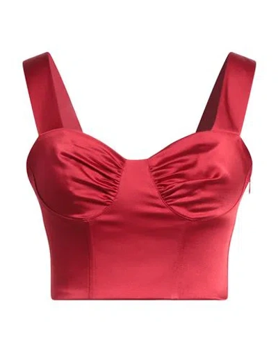 Soallure Woman Top Red Size 6 Polyester, Elastane