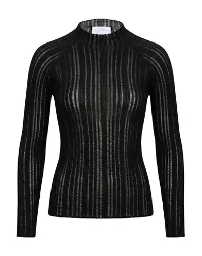 Soallure Woman Turtleneck Black Size S Wool, Acrylic