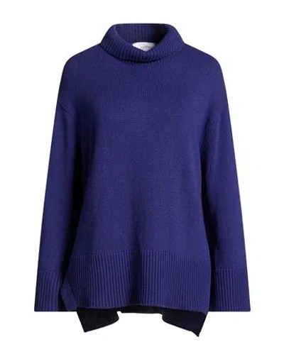 Soallure Woman Turtleneck Blue Size M Viscose, Wool, Polyamide, Cashmere