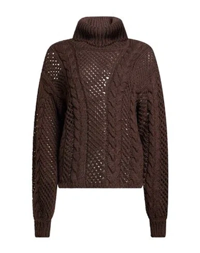 Soallure Woman Turtleneck Brown Size S Acrylic, Polyester, Wool