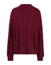 Soallure Woman Turtleneck Burgundy Size S Acrylic, Alpaca Wool, Wool, Viscose
