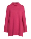 Soallure Woman Turtleneck Fuchsia Size S Viscose, Wool, Polyamide, Cashmere In Red