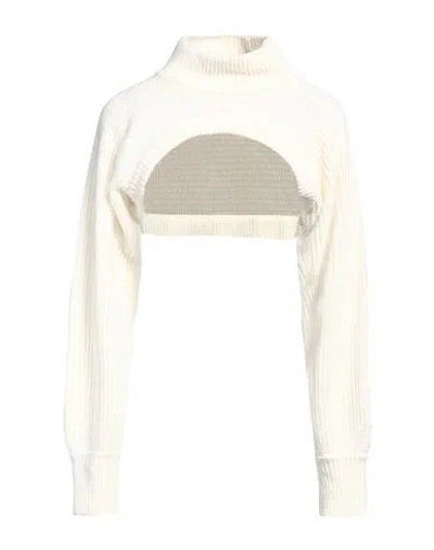 Soallure Woman Turtleneck Ivory Size M Viscose, Wool, Polyamide, Cashmere In White