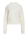 Soallure Woman Turtleneck Off White Size S Acrylic, Mohair Wool, Wool, Polyamide In White