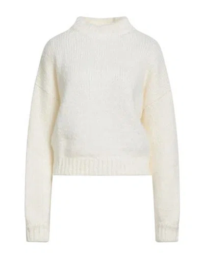 Soallure Woman Turtleneck Off White Size S Acrylic, Mohair Wool, Wool, Polyamide