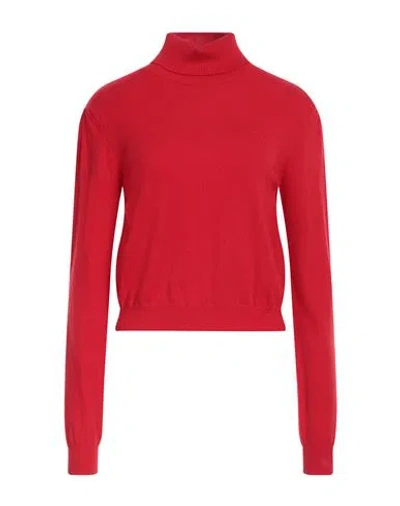 Soallure Woman Turtleneck Red Size S Viscose, Polyester, Polyamide