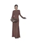 Soallure Women's Dress  Round Neck In Brown