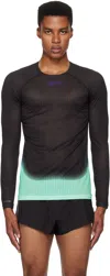 Soar Black & Blue Race Base Layer T-shirt In Black/blue/green