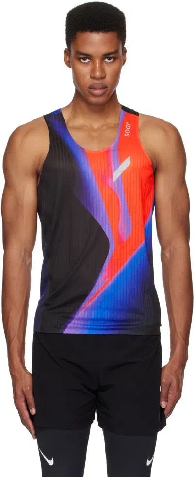 Soar Black & Red Race Tank Top In Black/blue/red