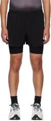 Soar Black Dual Run Shorts In Black