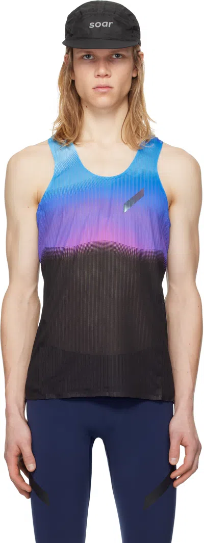 Soar Blue & Black Race Tank Top In Blue/purple/black