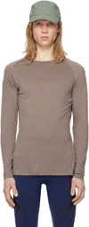 Soar Brown Merino & Silk Base Layer T-shirt In Deep Taupe