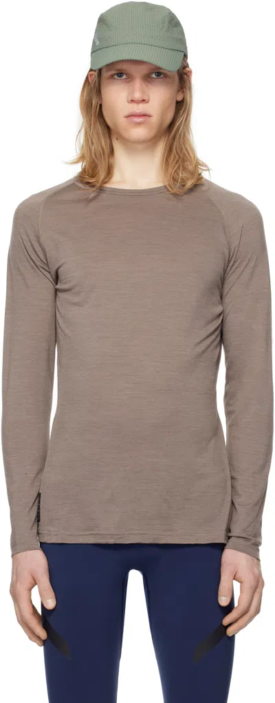 Soar Brown Merino & Silk Base Layer T-shirt In Deep Taupe
