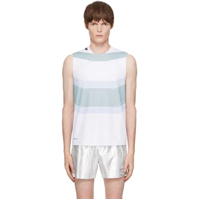 Soar White & Blue Singlet Running Top